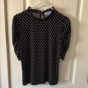 CeCe Black and White Blouse